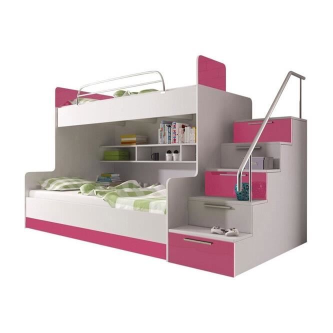 Lit superposés pour chambre enfant - Lit superposé Nashville A112 - Blanc