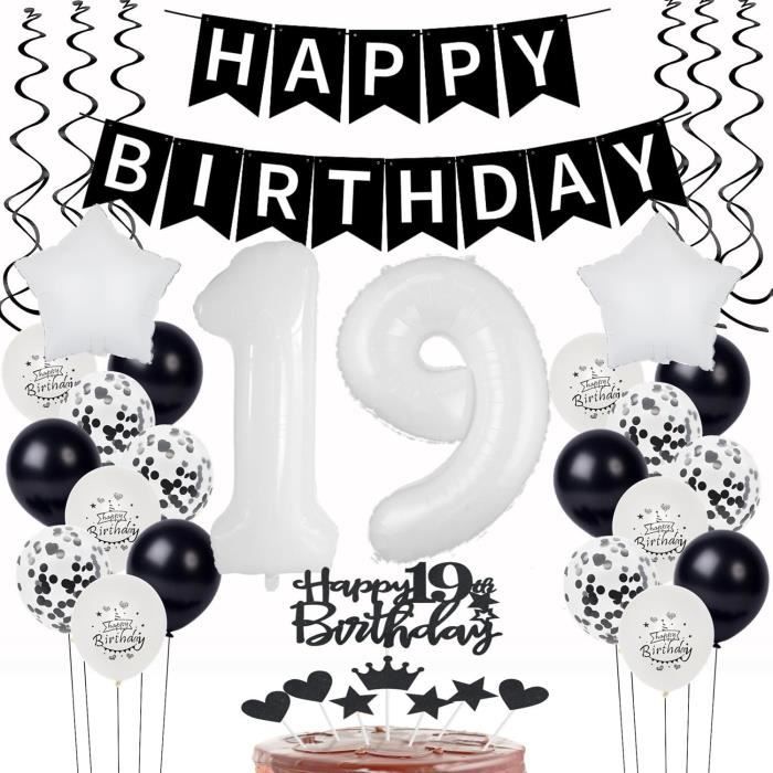 Décoration D'Anniversaire 30 Ans Pour Femme - Ballon Noir Et Doré - Décoration De Gâteau D