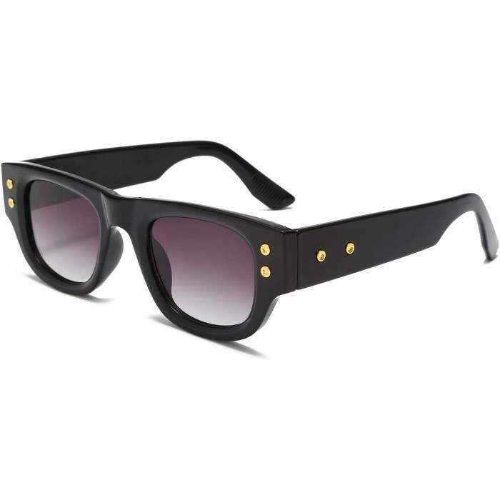 Lunettes De Soleil Rétro Rectangulaires - Vintage - Noir - Protection UV400