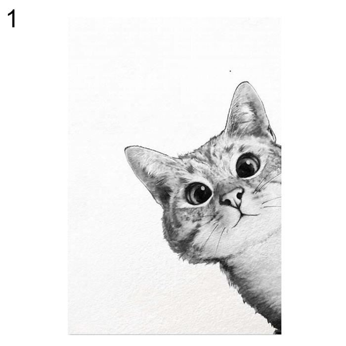 Kawaii Dessin Anime Animal Chat Art Toile Affiche Minimaliste