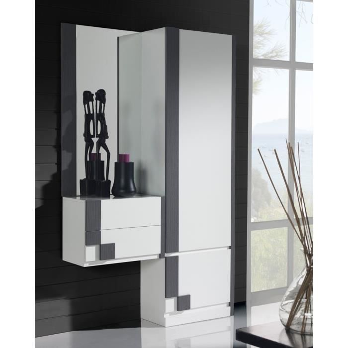 Meuble D Entree Armoire Miroir Blanc Cendre Paoula L 65