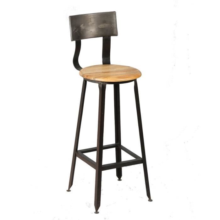 chaise de bar - jack - bois et métal - style industriel