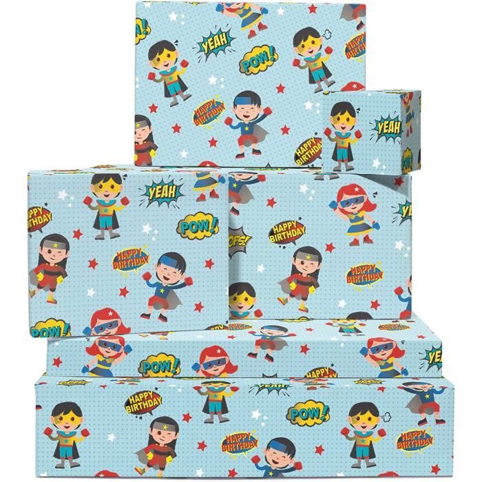 Papier Cadeau Cornichon Central 23 - 6 Feuilles Avec Étiquettes - Drôle Et Recyclable Pour Anniversaires