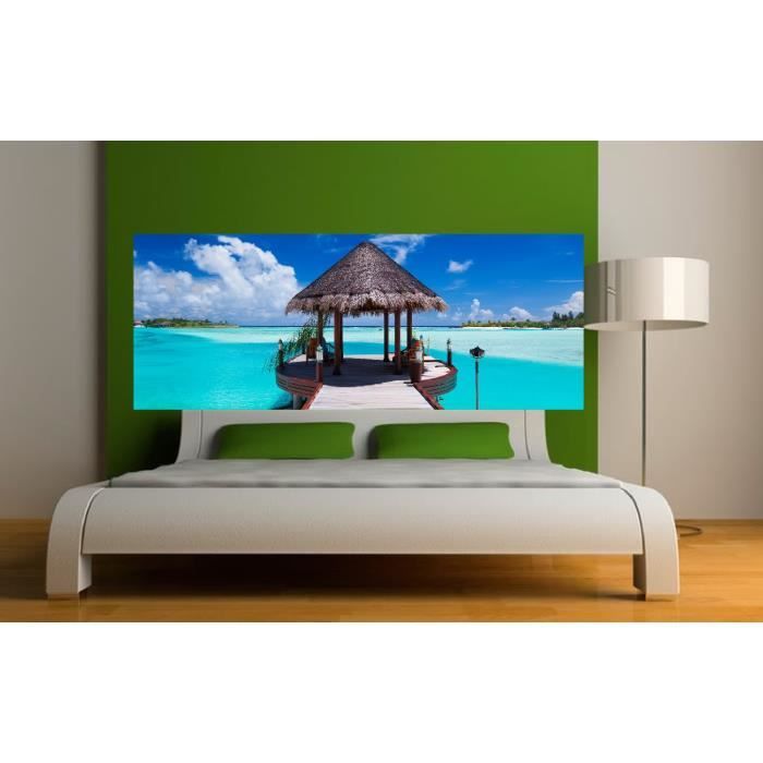 Stickers Tete De Lit Deco Chambre Maldives Dimensions 180x70cm Achat Vente Stickers Cdiscount