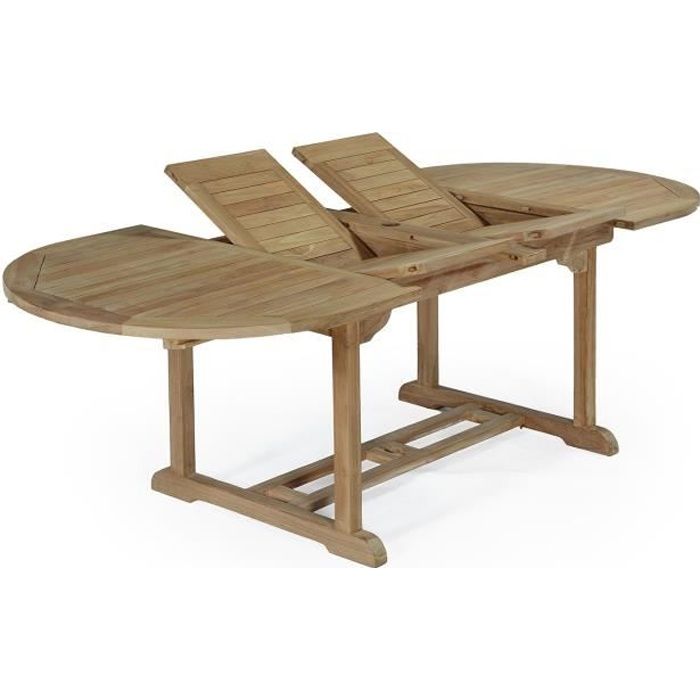Table extensible ovale en teck Ecograde Véone 160/200/240x100 cm