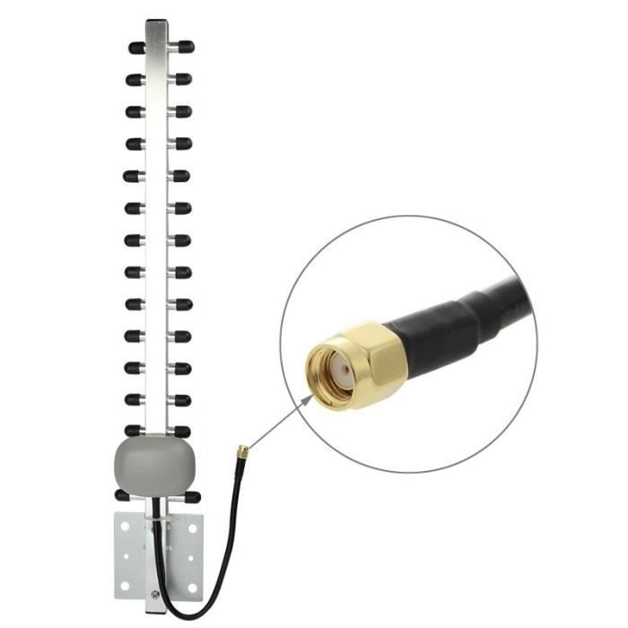 Adaptateur - Antenne Wifi - 3G - Antenne YAGI sans fil réseau - 14dBi -  Connecteur RP-SMA - Grise - Prix pas cher - Cdiscount