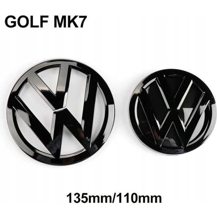 BEQ Lot de 2pcs Insigne logo emblème avant 135mm -arrière 110mm Noir brillant pour Volkswagen VW GOLF 7 MK7