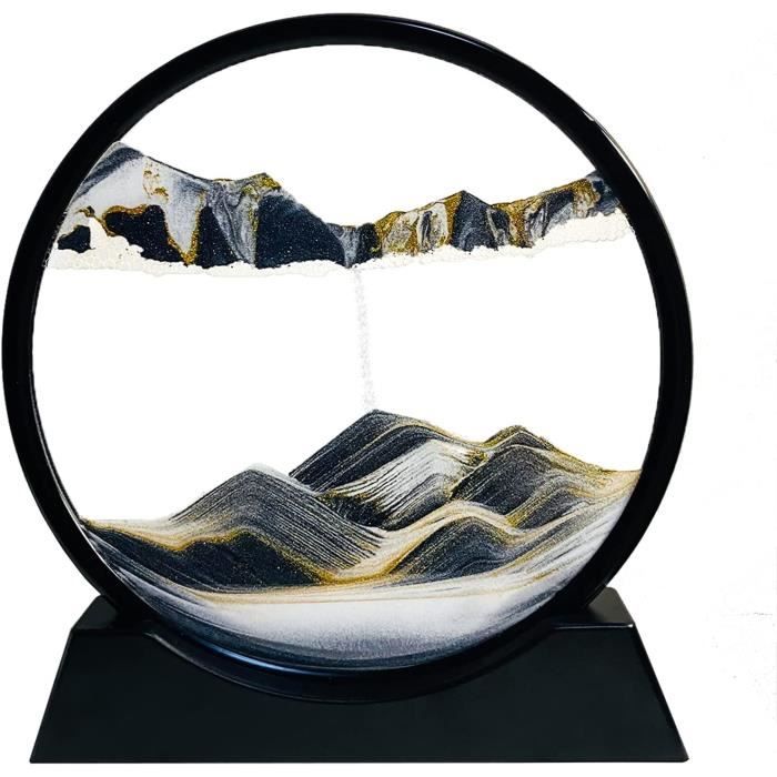 SANDCLE Mobile Sable Art - Cadre Dynamique en Mouvement, Verre Rond 3D Paysage pour Bureau Maison Décoration (Rouge, 7 Pouces SANDCLE Mobile Sable Art - Cadre Dynamique en Mouvement, Verre Rond 3D Paysage pour Bureau Maison Décoration (Rouge, 7 Pouces