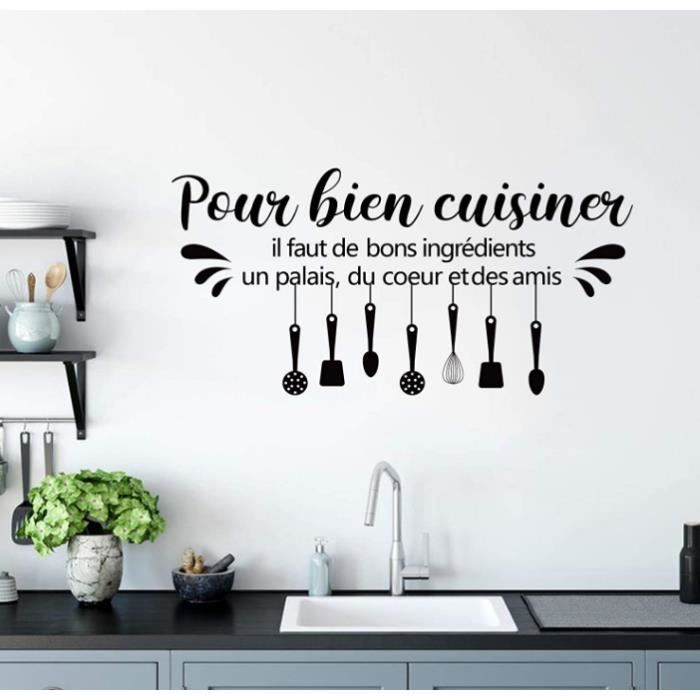 Stickers Muraux Citation Cuisine Pour Bien Cuisiner Autocollant Murale Lettres Noir Decoration Murale Salon Salle A Manger Cdiscount Maison