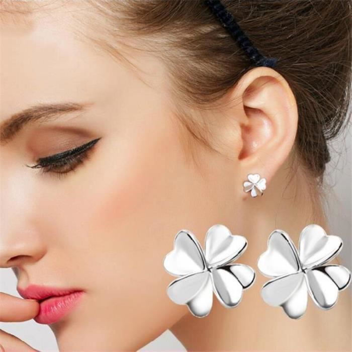 Boucles D'oreilles Trèfle Argent 925 - Porte-bonheur élégant Pour Femme