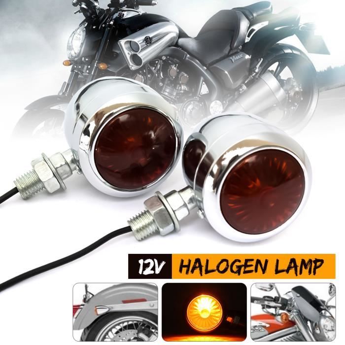 LED Clignotant Ox Guidon universel Noir Verre séchés Harley Chopper Bobber 