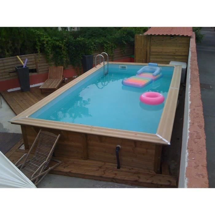 Semi Enterrée Piscine Bois Rectangulaire 6x4 Ubbink Piscine Bois Linea 350x650 H140cm Liner Bleu Hors Sol