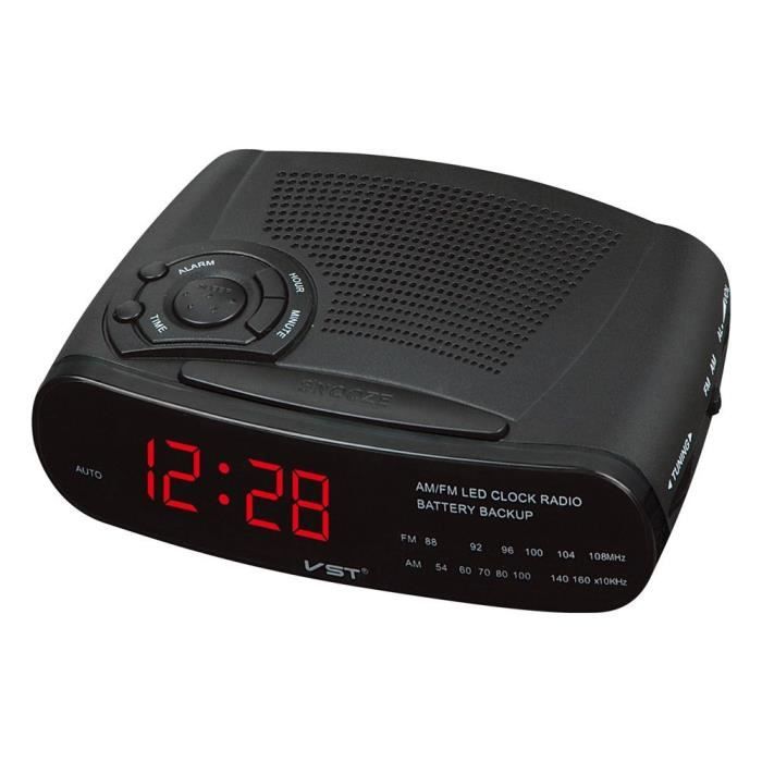 Réveil Horloge,Réveil numérique Am Fm,avec double alarme,minuterie de sommeil,affichage Led rouge de l'heure,fonc- Red[F490583]