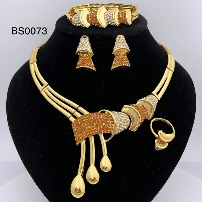 Ensemble de bijoux en plaqué or 18 carats pour femmes, collier de couleur dubaï, cadeau de fête de mariage