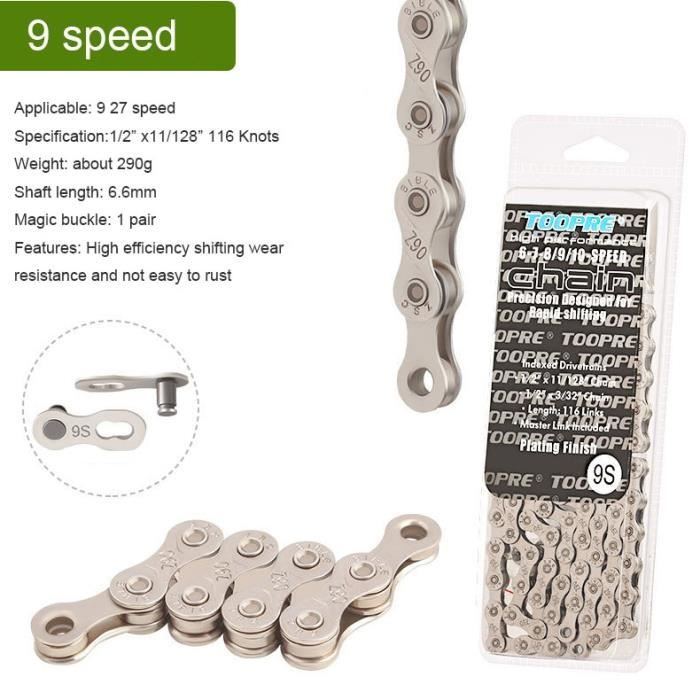 Chaîne De Vélo Inox – Compatible 6/7/8/9/10 Vitesses, Pour VTT, Neuve