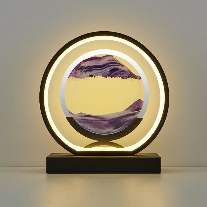 Noir rond-Violet - Télécommande - Lampe De Table En Verre À Led