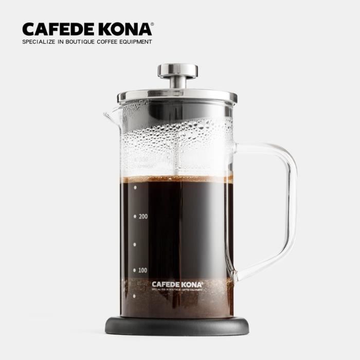 Cafetière à Pression Française En Verre Borosilicate – 600 Ml – Acier Inoxydable Et Verre – Pour Café Et Thé - 3