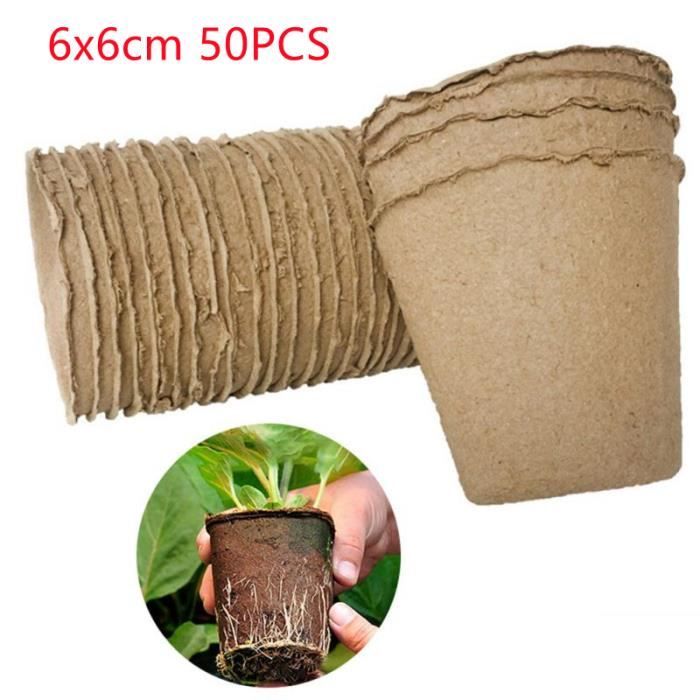 Pots De Culture Biodégradables 8cm Lot De 50 Avec Étiquettes Et Outils - Semis Écologiques