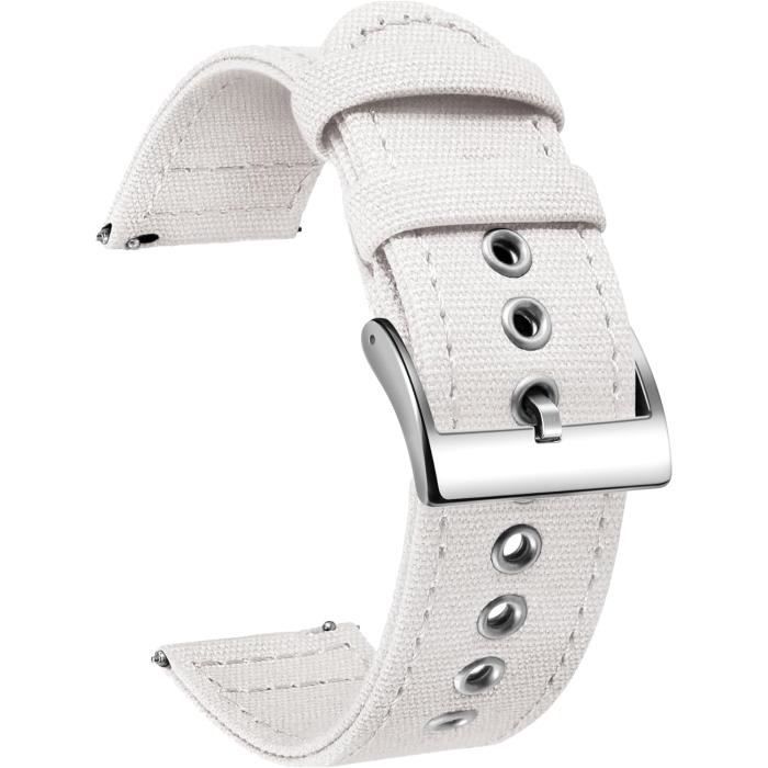 Bracelet Montre Cuir Noir – Dégagement Rapide, Rembourré, Couture Bleue, Taille M, Neuf Avec étiquettes