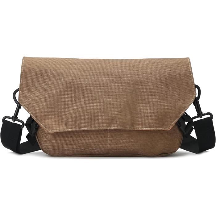 Sac Bandoulière Homme FORRICA - Toile Brun - 38x30x10.5 Cm - Multiple Poches - Style Rétro Et Pratique