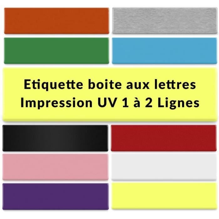 Plaque De Boîte Aux Lettres Personnalisable - 3 Lignes, 10x2.5 Cm, Biseautée, 15 Couleurs Au Choix - Neuf