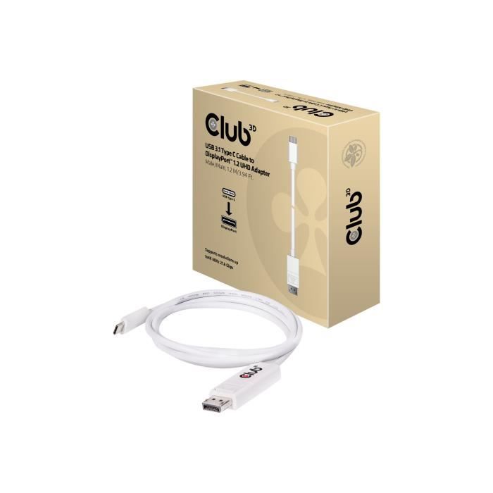 Club 3D - Câble DisplayPort - USB-C (M) pour DisplayPort (M) - 1.2 m - support 4K