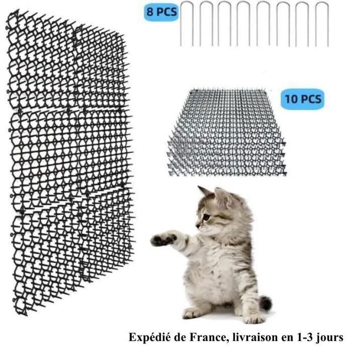 Comparer les prix de Tapis Anti Chat 34 * 42cm(10PCS), Tapis Jardin Répulsif Tapis Répulsif pour Chat Grille Tapis Anti-chat avec 8 Piquets en Métal
