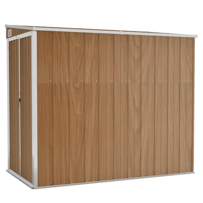 Abri de jardin - DILWE - Marron - Acier galvanisé - 118x194x178 cm - Porte verrouillable