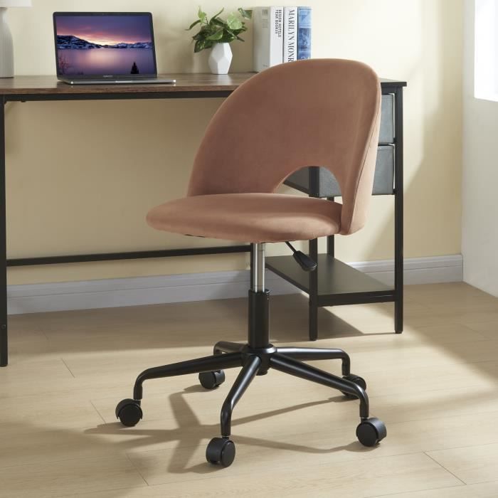 chaise de bureau kajaani à hauteur réglable velours orange