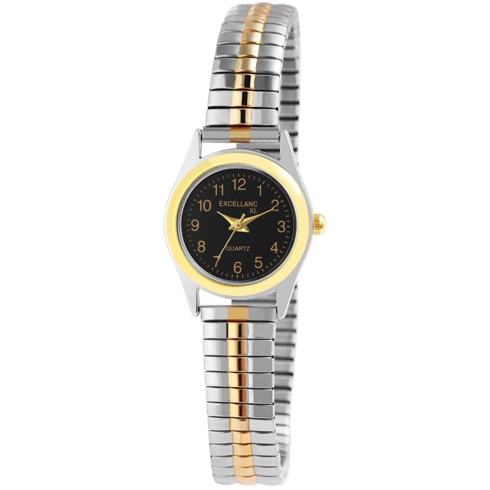 Montre bracelet femme - EXCELLANC - Excellanc Femme - Bicolore argenté et doré - Quartz - Bracelet extensible acier