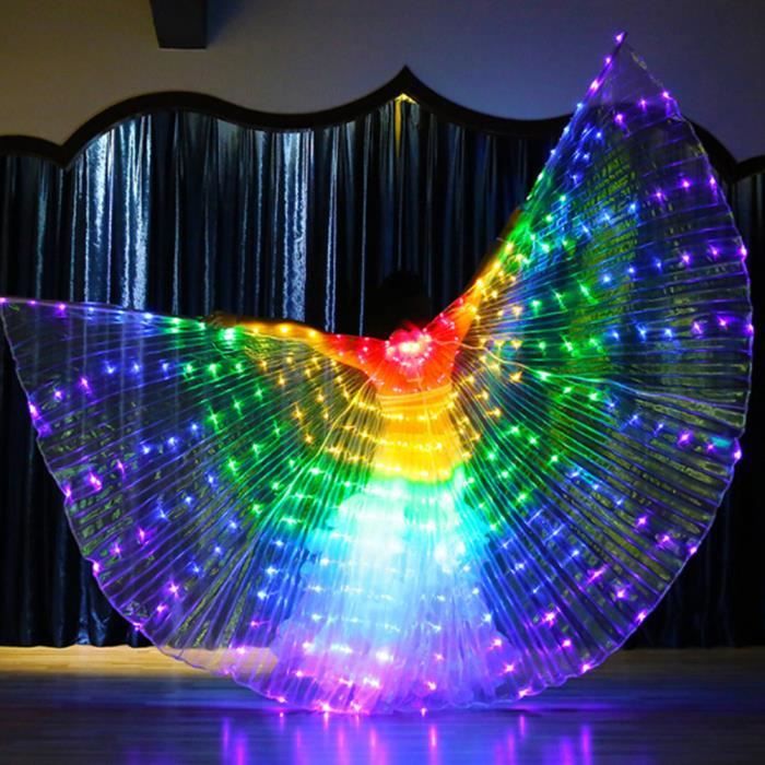 Ailes de danse papillon lumineuses LED, cinq couleurs, accessoires lumineux, cape de danse du ventre fluorescente, longueur 145cm