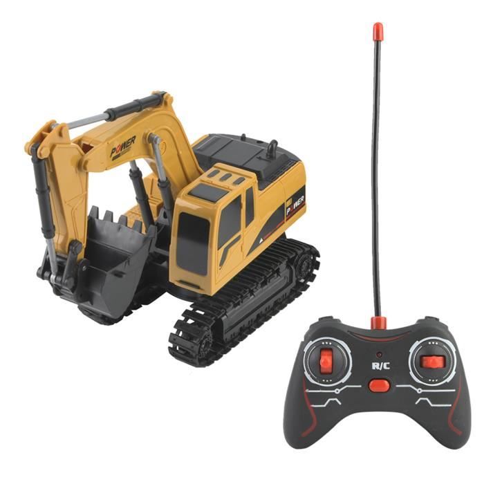 Excavatrice Télécommandée Pour Enfants - Avec Remorque, Bois Et Pierres - Jouet RC Rechargeable - Cadeau 3-8 Ans