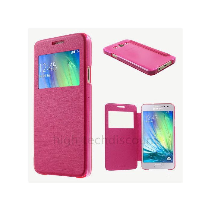Housse etui coque pochette portefeuille view case pour Samsung Galaxy A3  film ecran ROSE