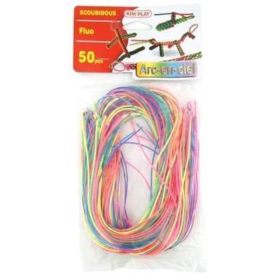 KIMPLAY 50 brins scoubidou arc en ciel - Fluo