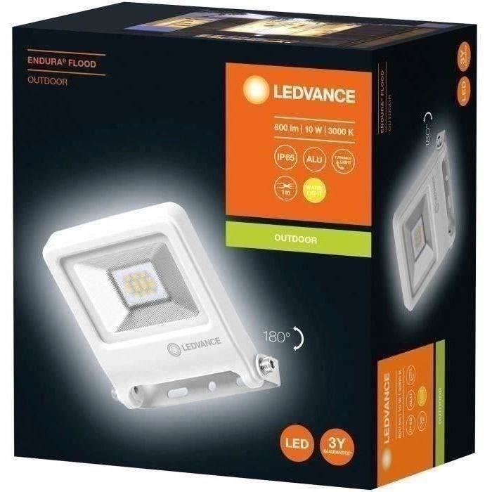 LEDVANCE Projecteur extérieur LED - 10 W - 700 lm - IP65 - Aluminium - Blanc