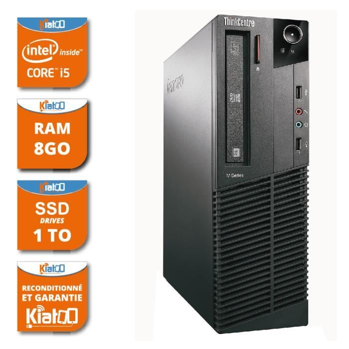 Lenovo M81 - Ordinateur de bureau - Intel Core i5 - RAM 8Go - 1To SSD - Windows 7 - Reconditionné - Lenovo