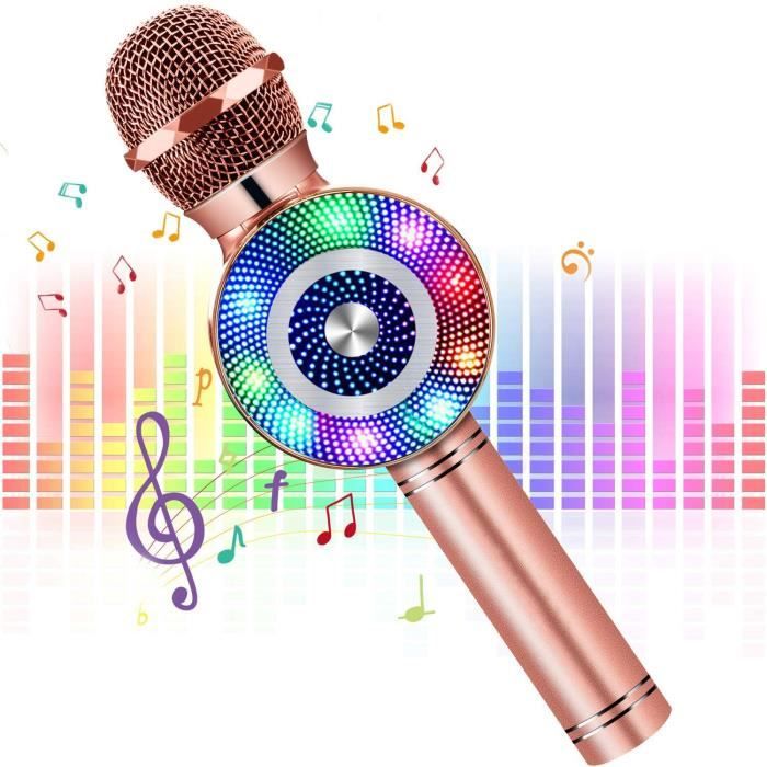 Micro Karaoké Bluetooth Sans Fil Avec LED – 5 W, Batterie 2600 MAh – Compatible Android/iOS/PC – Pour Enfants Et Adultes