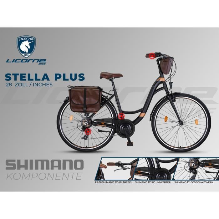 Un vélo de ville pour femme de 26-28 pouces avec cadre en aluminium [Noir, 28 puces]
