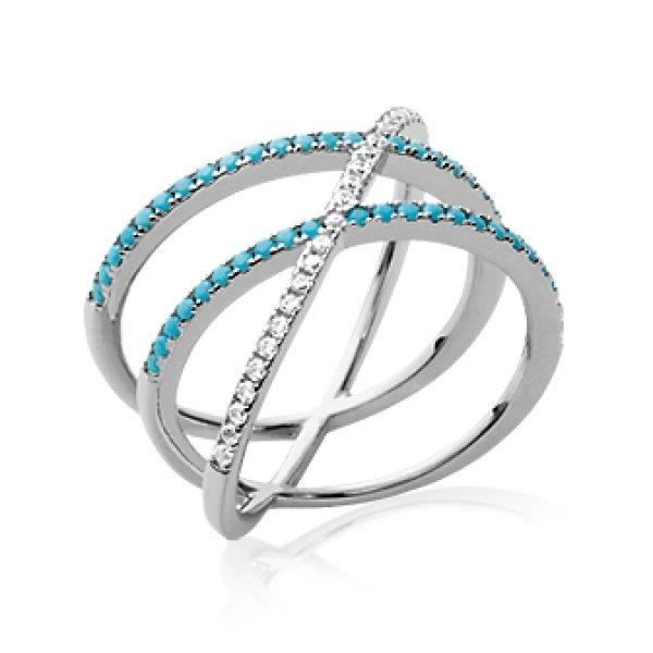Bague Entrelacee Femme Argent Massif 925 Rhodie Pierres