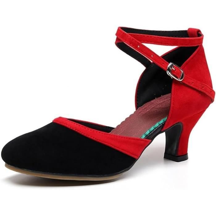 Chaussures De Danse Latine Pour Femmes - MARQUE - Modèle - Talon 5cm - Boucle Ajustée - Brun Intérieur - Sport