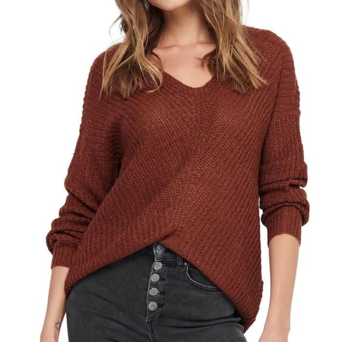 Pull long best sale marron femme