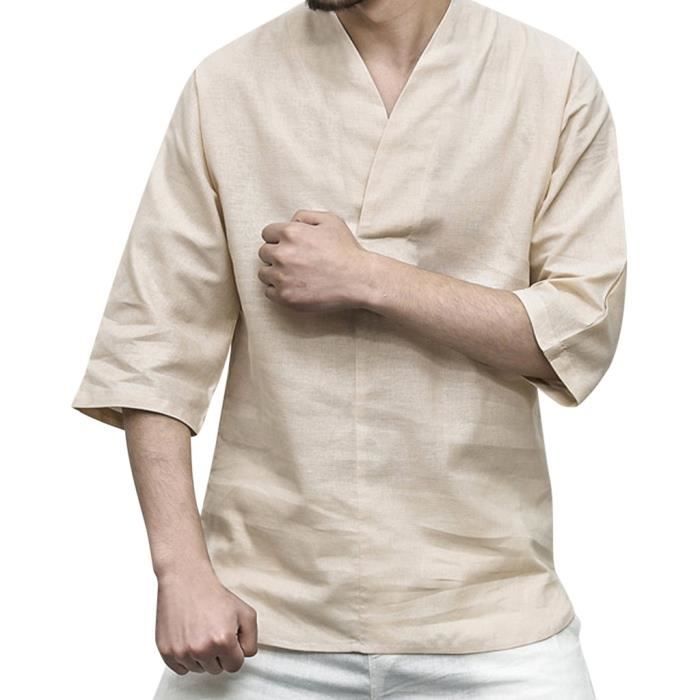 Tee Shirt Carhartt Homme Lot De 2 T-Shirt Homme Col V Manches Courtes Casual Tee Shirt Ete Coupe Droite Imprimé Chat De Boxe - Blanc/gris Blanc/gris - Prêt-à-Porter Tee Shirt Homme Col