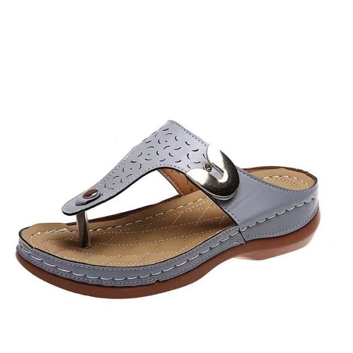 Tong Femme PU Tongs Compens es Mode de Plage Antid rapante