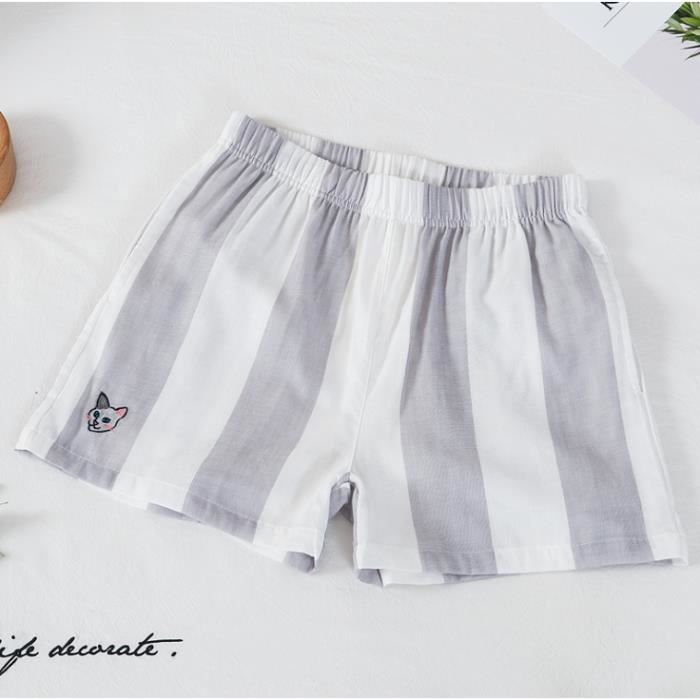 Short Femme en Coton Court Raye d Ete Doux et respirant Shorts Femme Ete Gris Cdiscount Pret a Porter