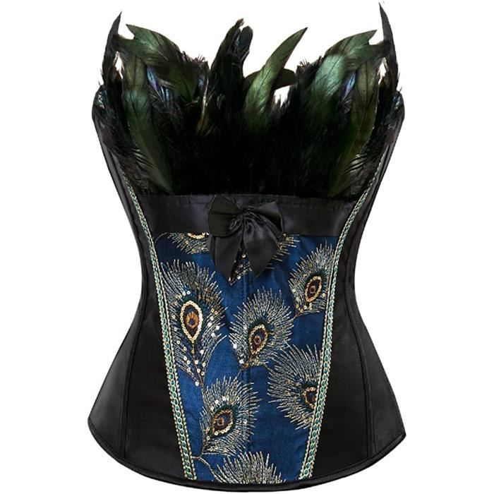 Femme Corset Bustier Plume Paon Fete Costume Z520 Noir Noir Cdiscount Pret a Porter