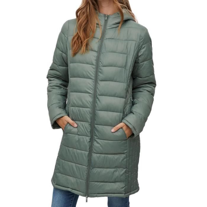 Doudoune Femme VILA Sibiria Kaki Effet matelasse Longue Kaki Cdiscount Pret a Porter