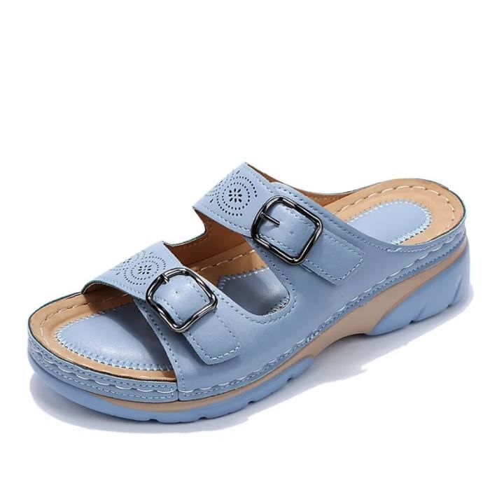 JOMIX Sandales Femme Compensées Tongs Confortables - Chaussons D'Été Plage Maison Piscine