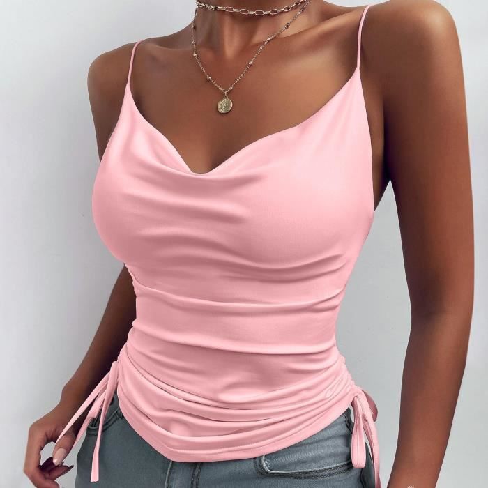 Débardeur Femme été - Coupe Ample, Col Plissé, Sans Manches - En Polyester/élasthanne - Décontracté Et Confortable - 2