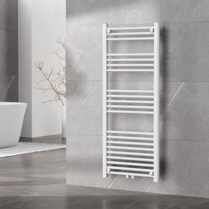 Radiateur sèche-serviettes Voss acier 120 x 50 cm blanc
