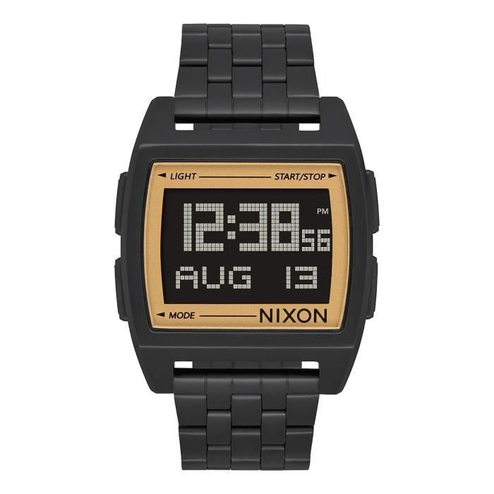 Montre - Nixon - Base - Acier inoxydable - Noir - Or - Digital
